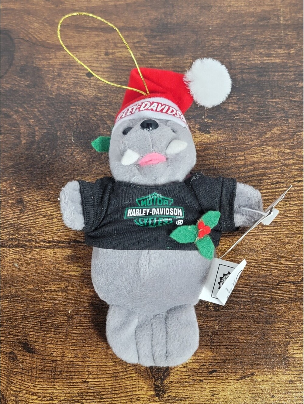 Vintage 1999 Harley Davidson Plush Walrus Christmas Ornament - new w/ tags